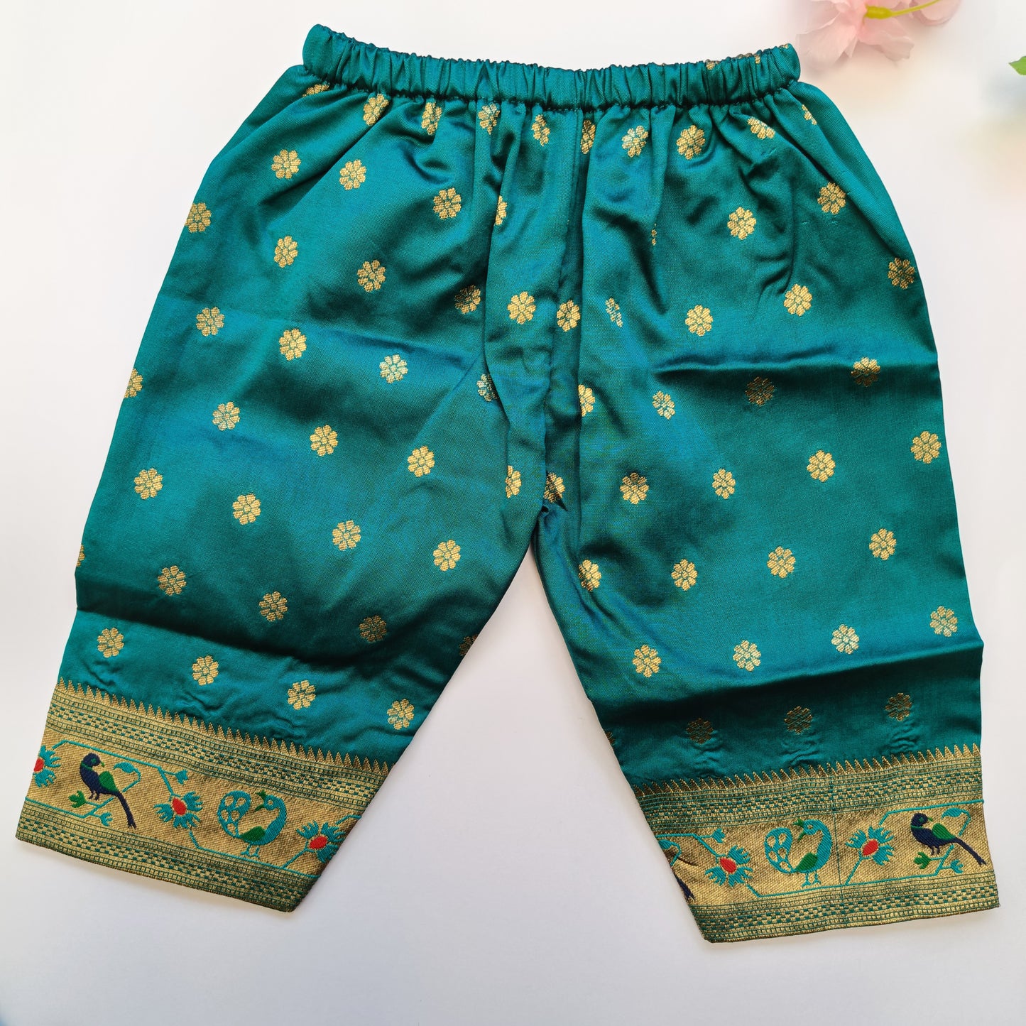 Paithani Co-Ord Set for Girls | Peacock Green