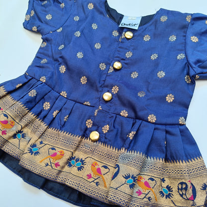 Paithani Co-Ord Set for Girls | Blue