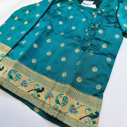 Kurta for Boys | Paithani | Peacock Green