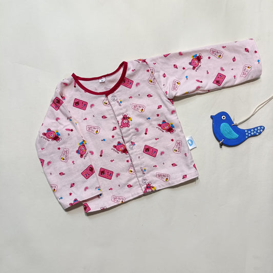 Flannel Front Open Jhabla | Pink Rabbit