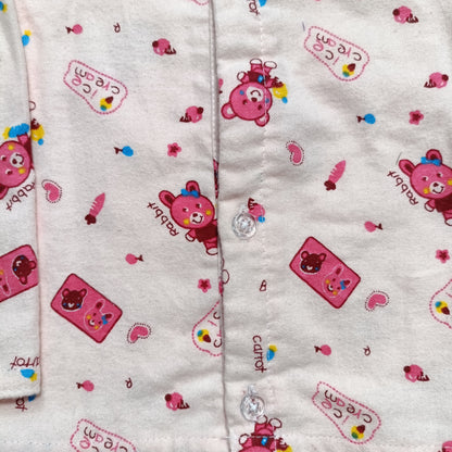 Flannel Front Open Jhabla | Pink Rabbit