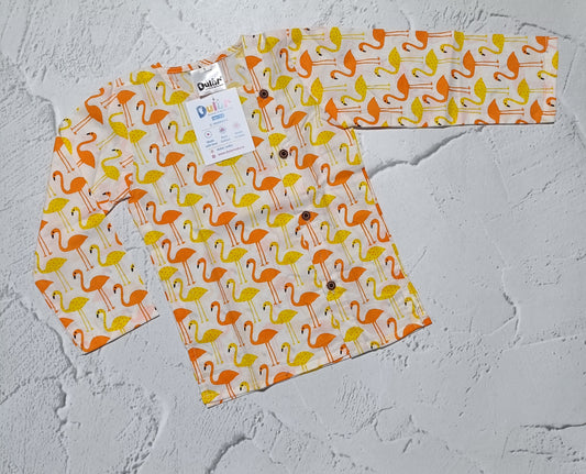 Cotton Short Kurta for Boys | Orange Flamingo