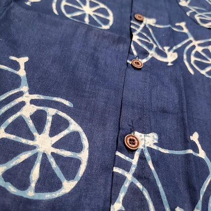 Cotton Short Kurta for Boys | Blue Cycle