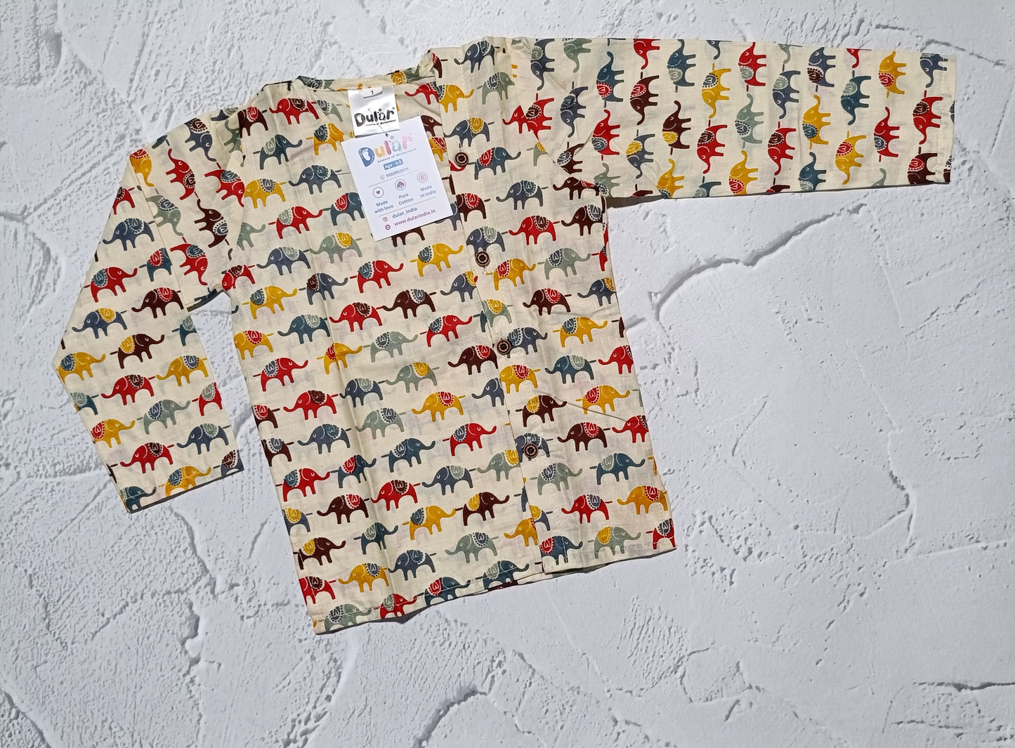 Cotton Short Kurta for Boys | Elephant Cream