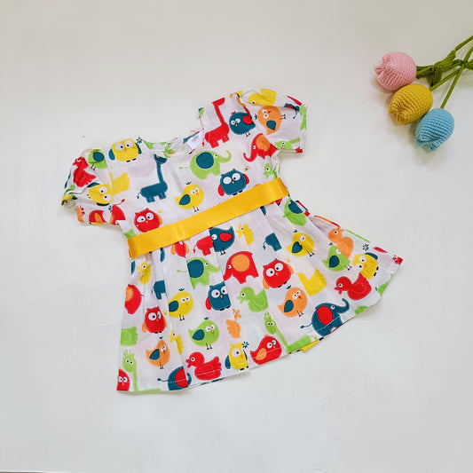 Cotton Printed Baby Girl Dress |Multibird