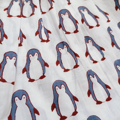 Cotton Printed Baby Girl Dress |Grey| Penguine