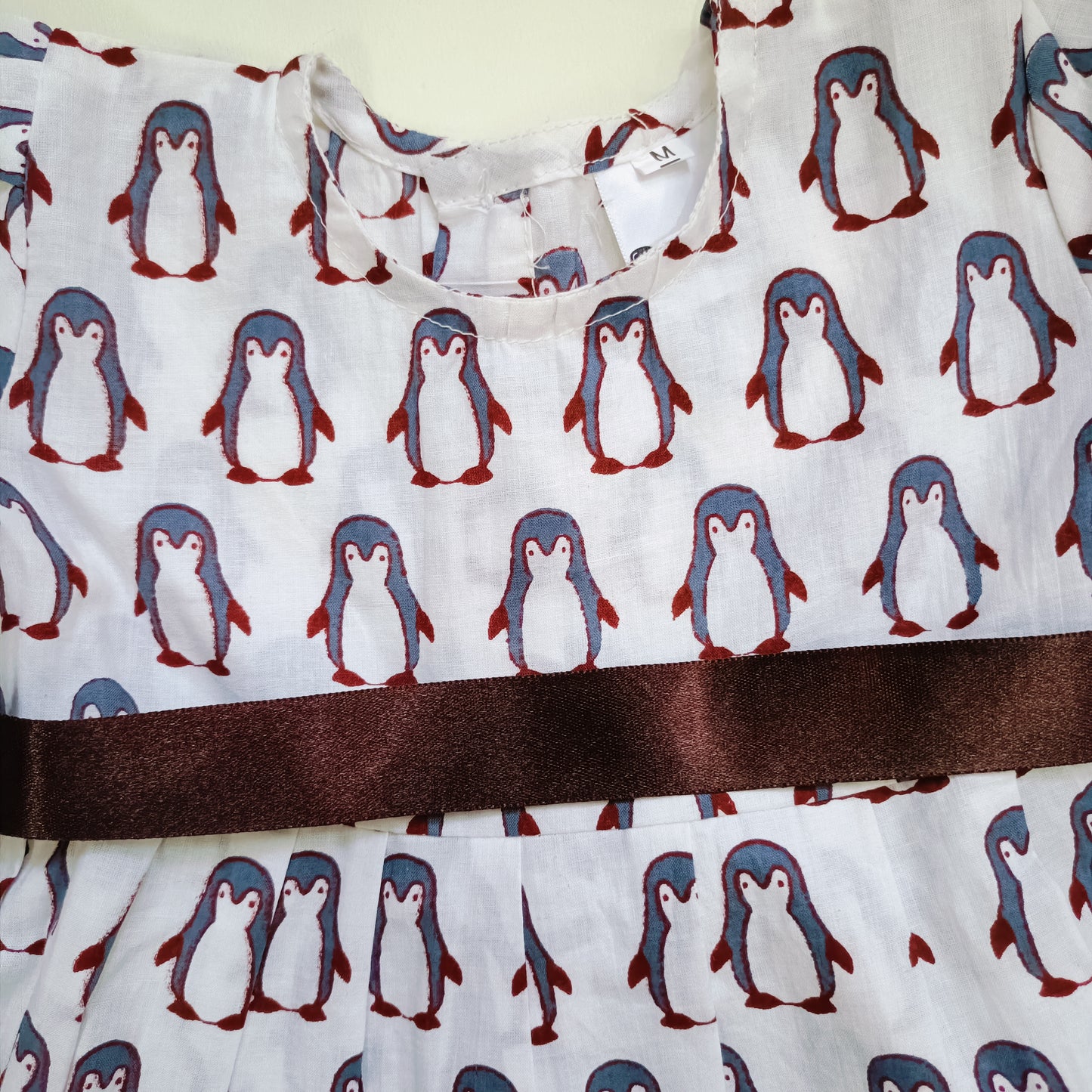 Cotton Printed Baby Girl Dress |Grey| Penguine