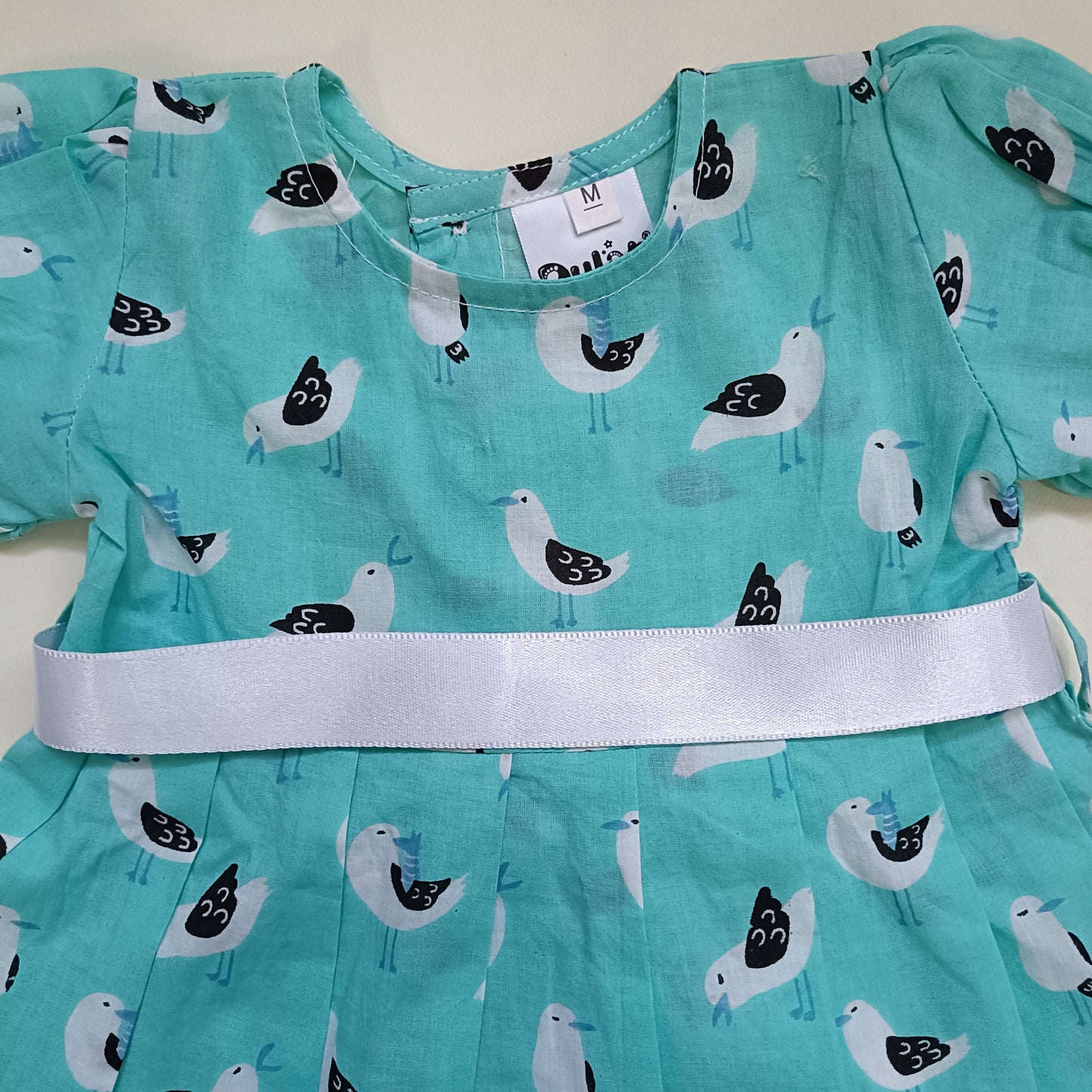 Cotton Printed Baby Girl Dress |Mint | Sparrow