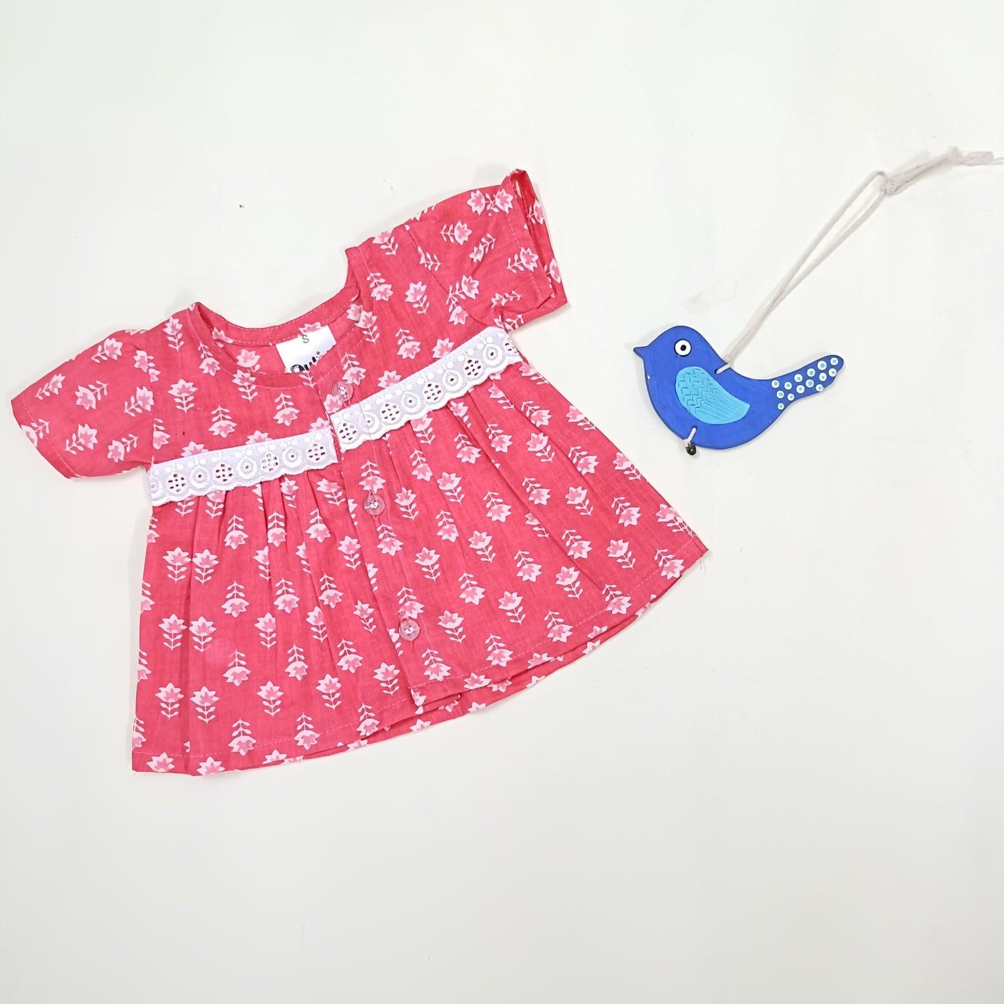 Baby Girl Jhabla |Red Flower butti