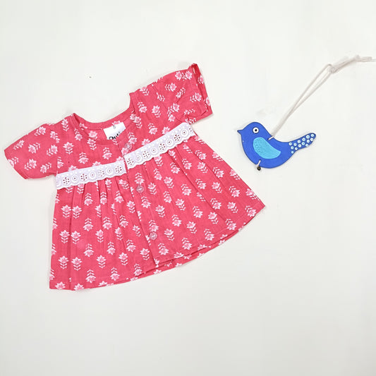 Baby Girl Jhabla |Red Flower butti