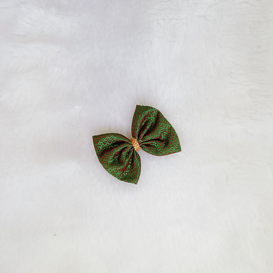 Khan Bow Hair Clip- Parrot Green