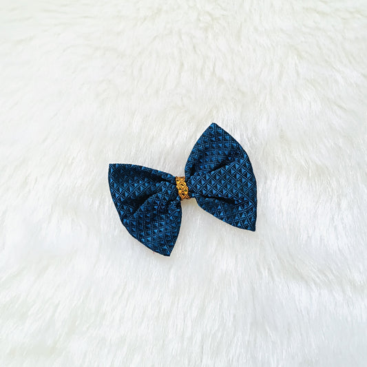 Khan Bow Hair Clip- Blue