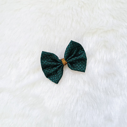 Khan Bow Hair Clip-  Peacock Green