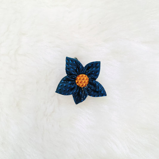 Khan Flower Hair Clip- Blue