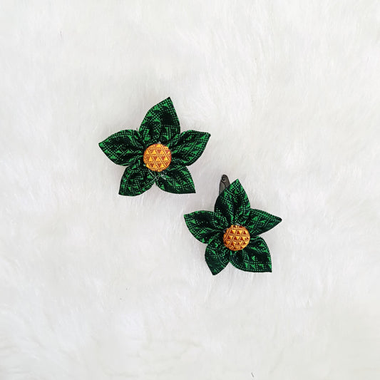 Khan Flower Hair Clip- Green