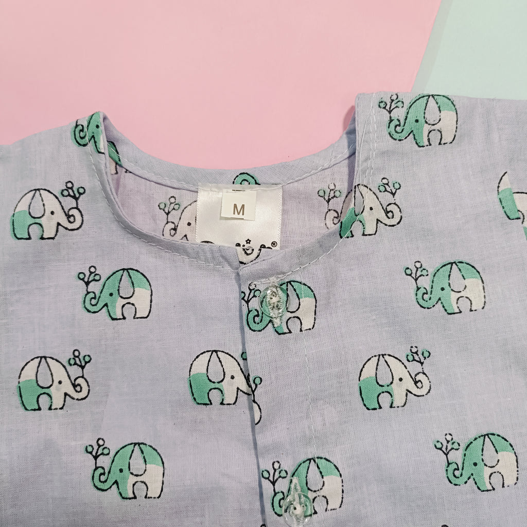 Cotton Night Suits for Babies | Sky Blue Elephant