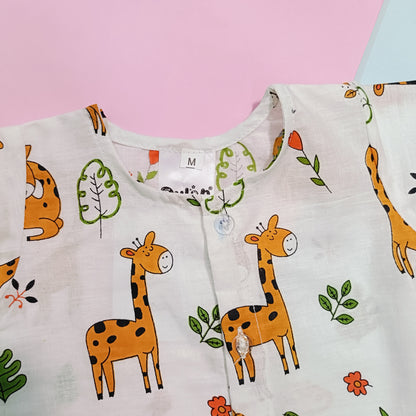 Cotton Night Suits for Babies | White Big Giraffe