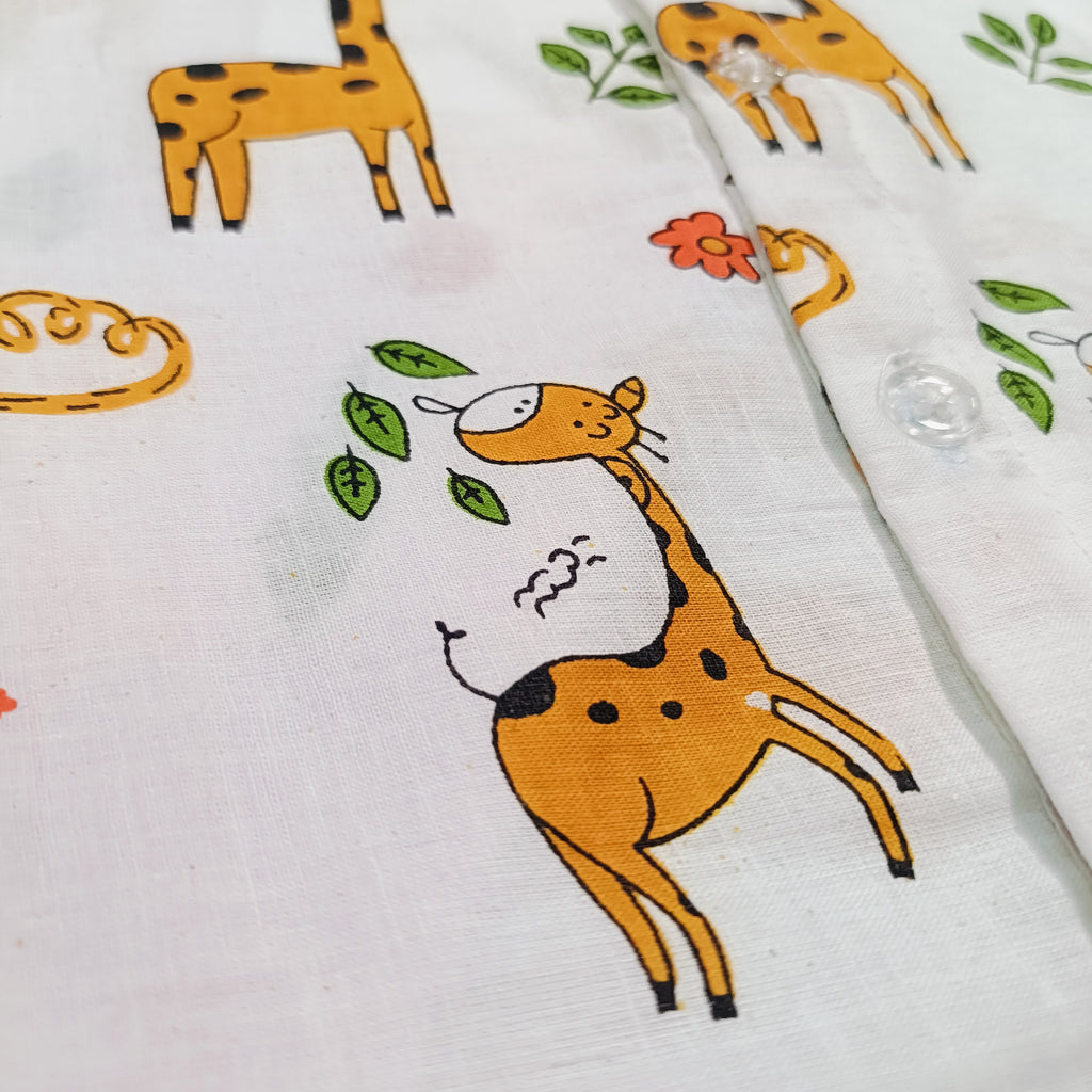 Cotton Night Suits for Babies | White Big Giraffe