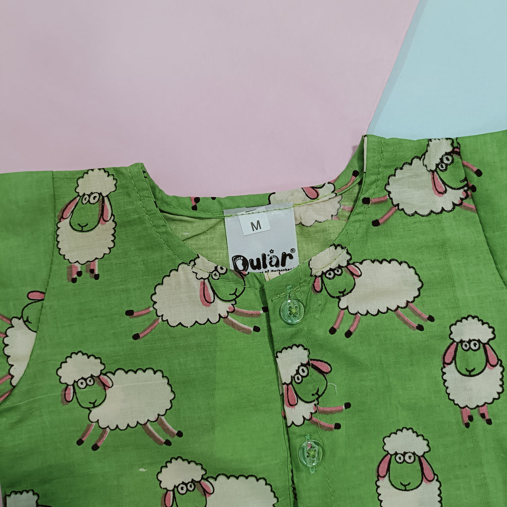 Cotton Night Suits for Babies | Green Sheep