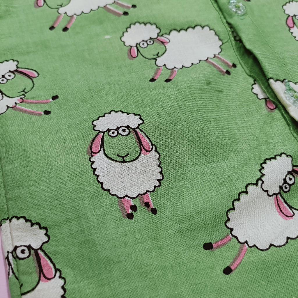 Cotton Night Suits for Babies | Green Sheep