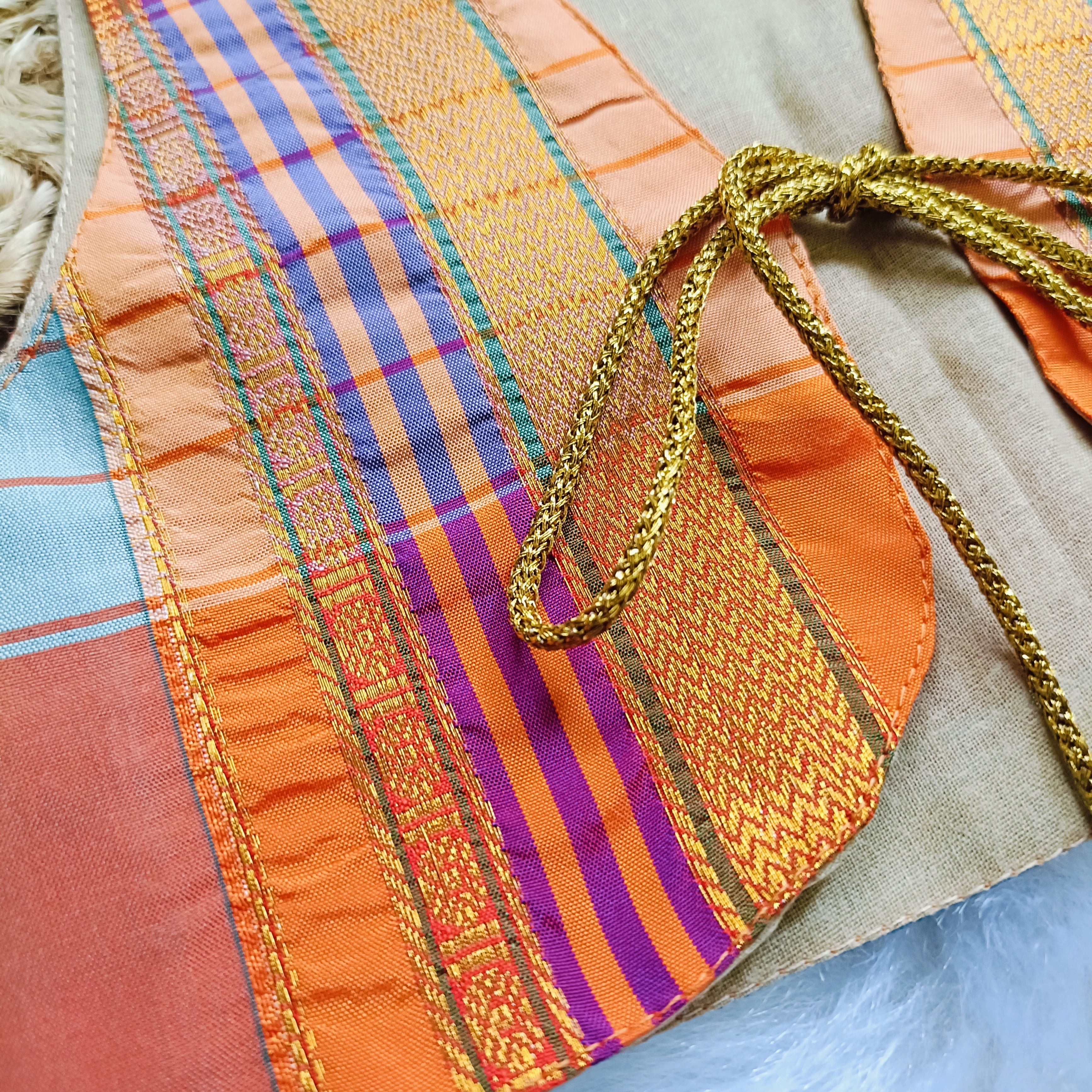 Ethnic dresses for baby girl | Kashida | Dark Green & Orange Kath & Assorted Base