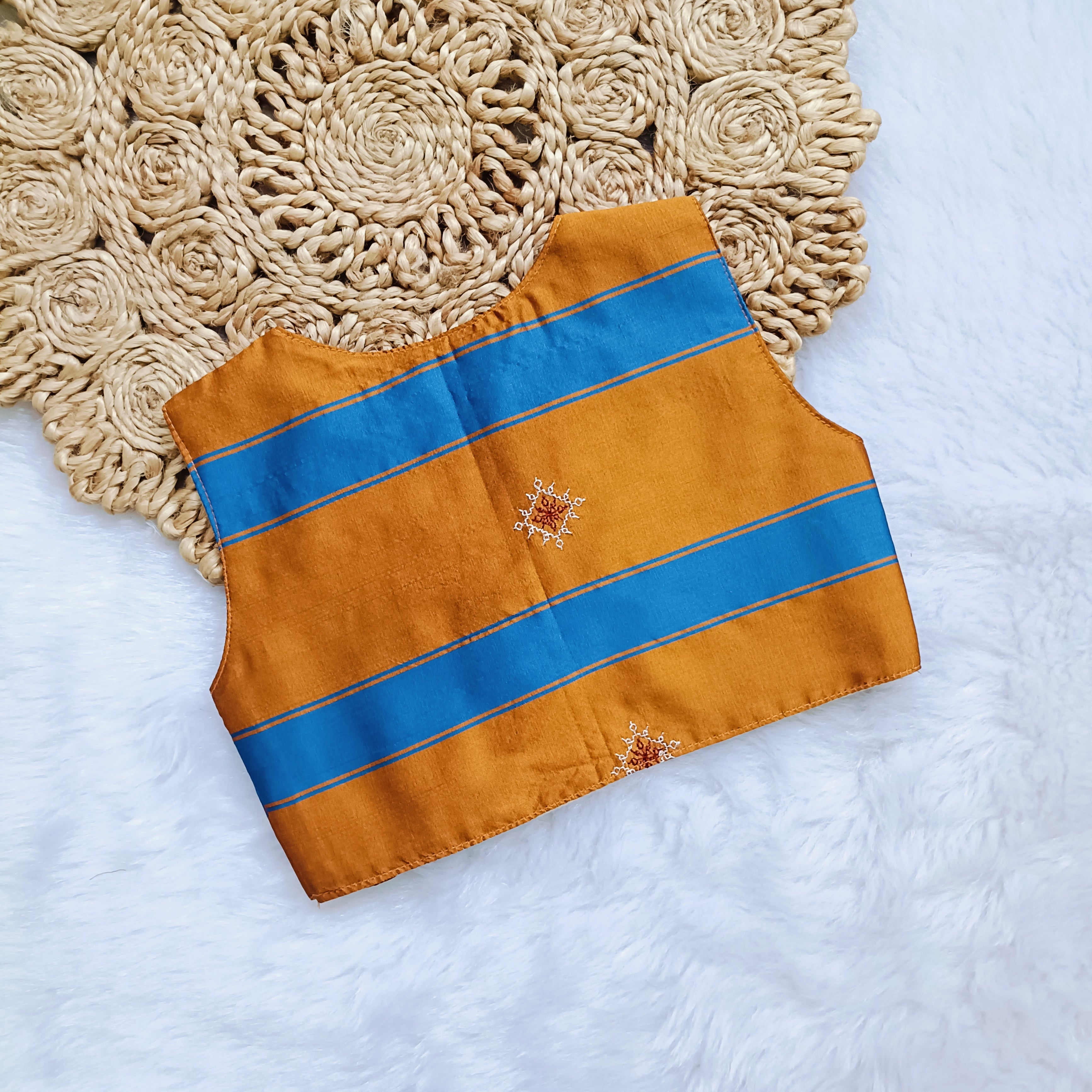 Ethnic dresses for baby girl | Kashida | Voilet & Orange Blue & Kashida Base