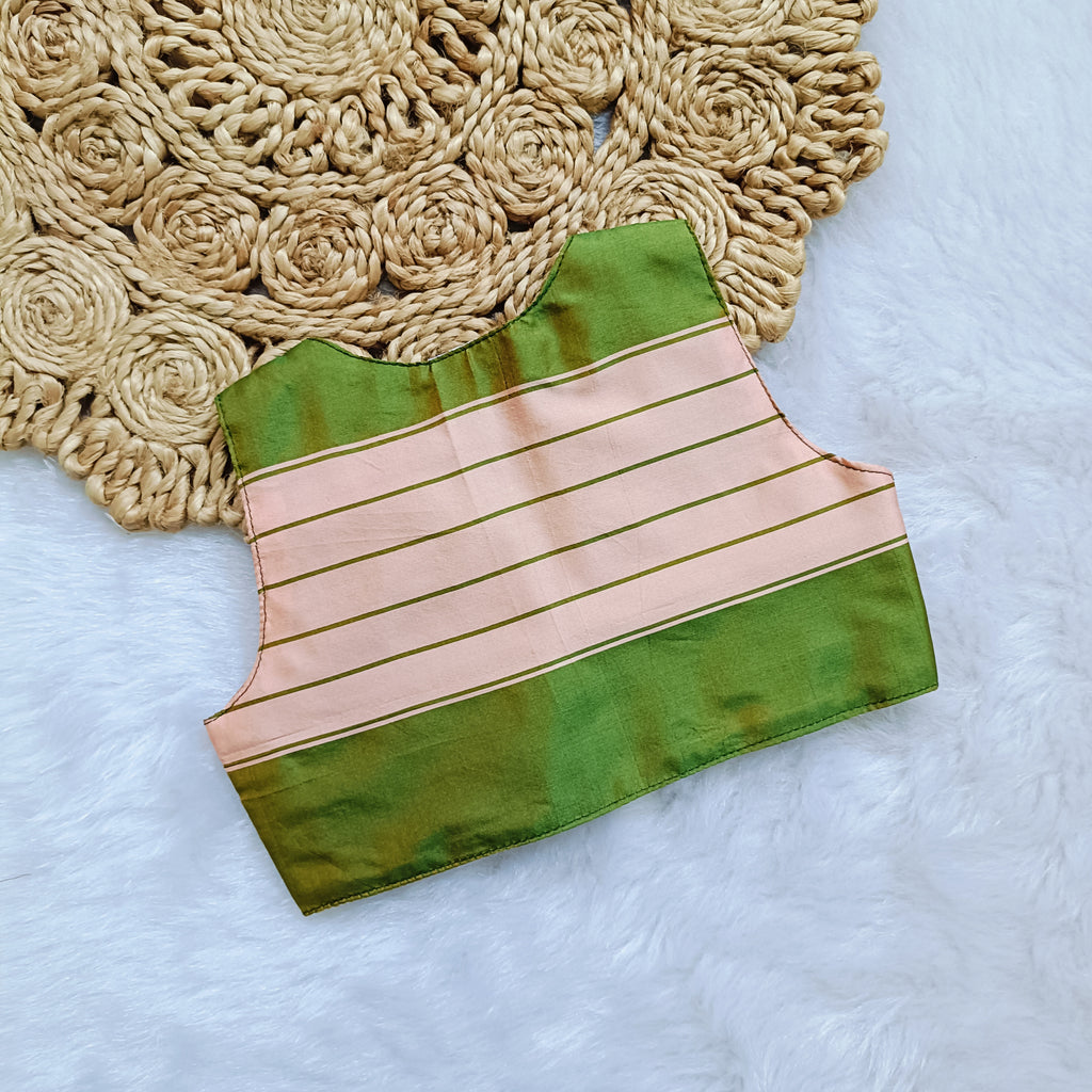 Ethnic dresses for baby girl | Kashida | Dark Green & Green Zari & Assorted Base
