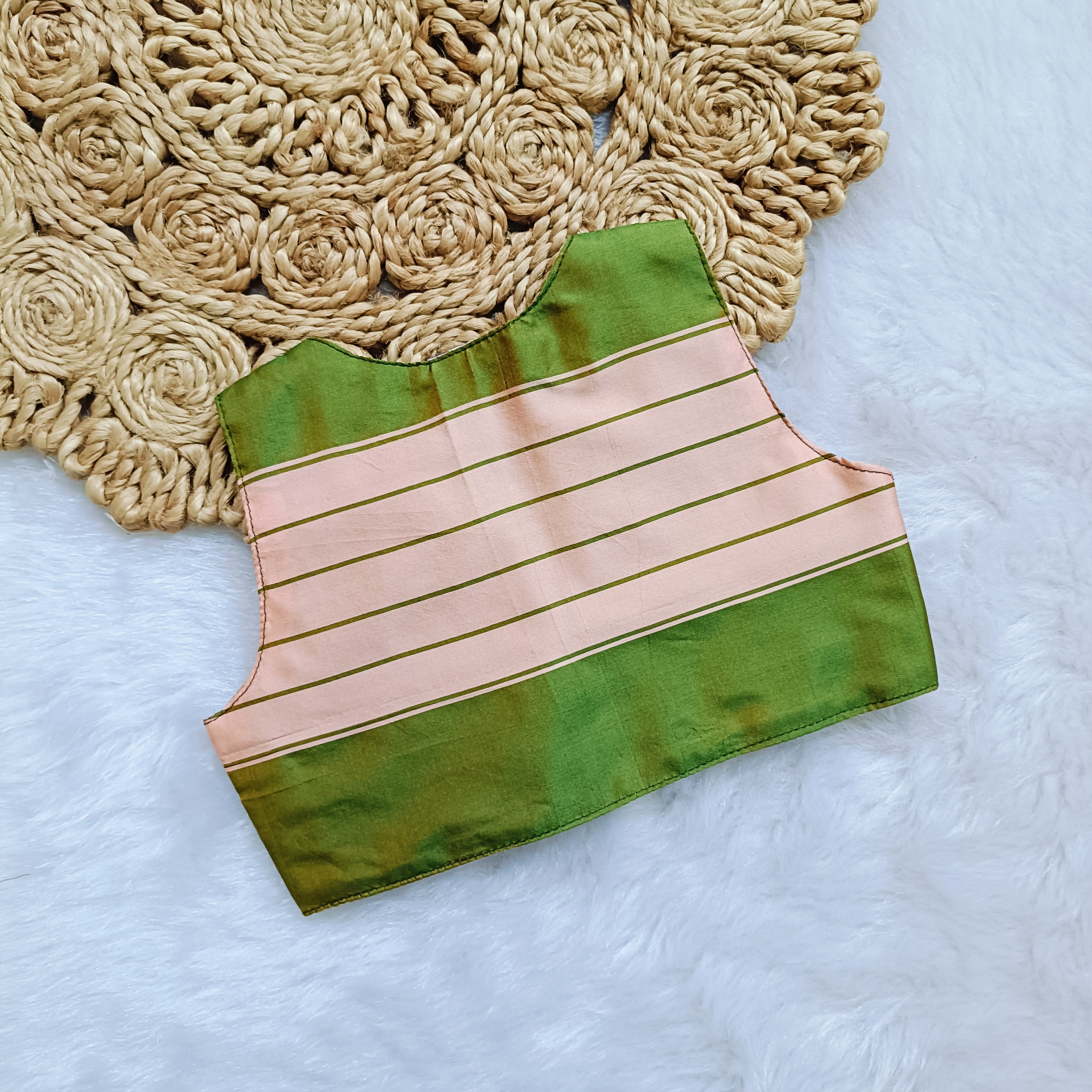 Ethnic dresses for baby girl | Kashida | Peacock Green & Green Zari & Assorted Base