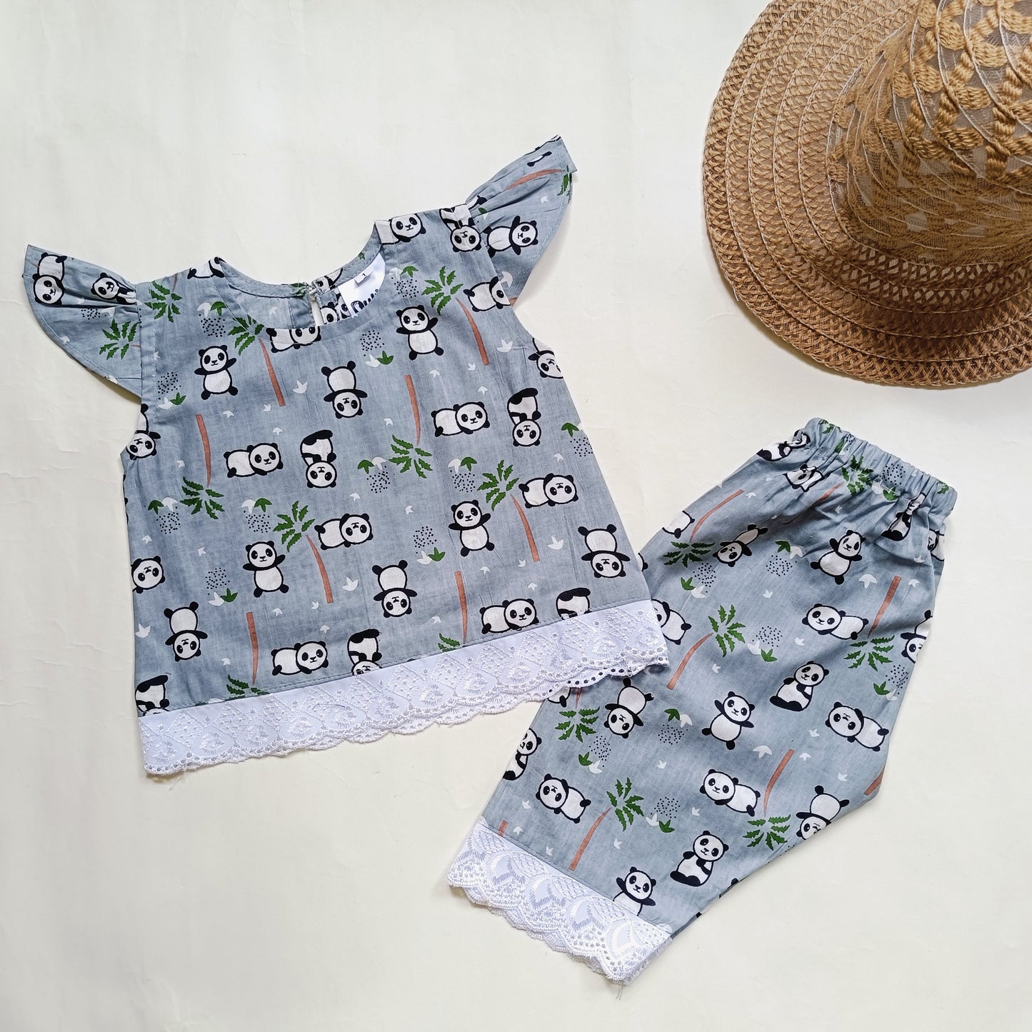 co ord set for Girls | Panda | Grey