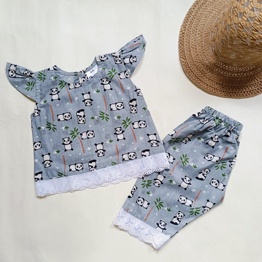 co ord set for Girls | Panda | Grey