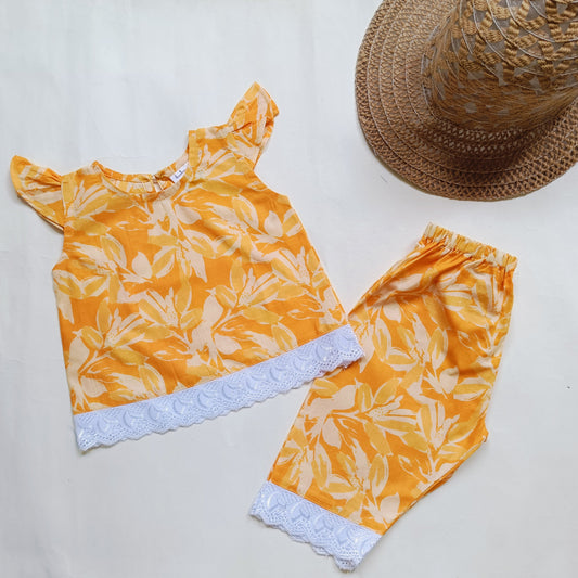 co ord set for Girls | Flower | Orange
