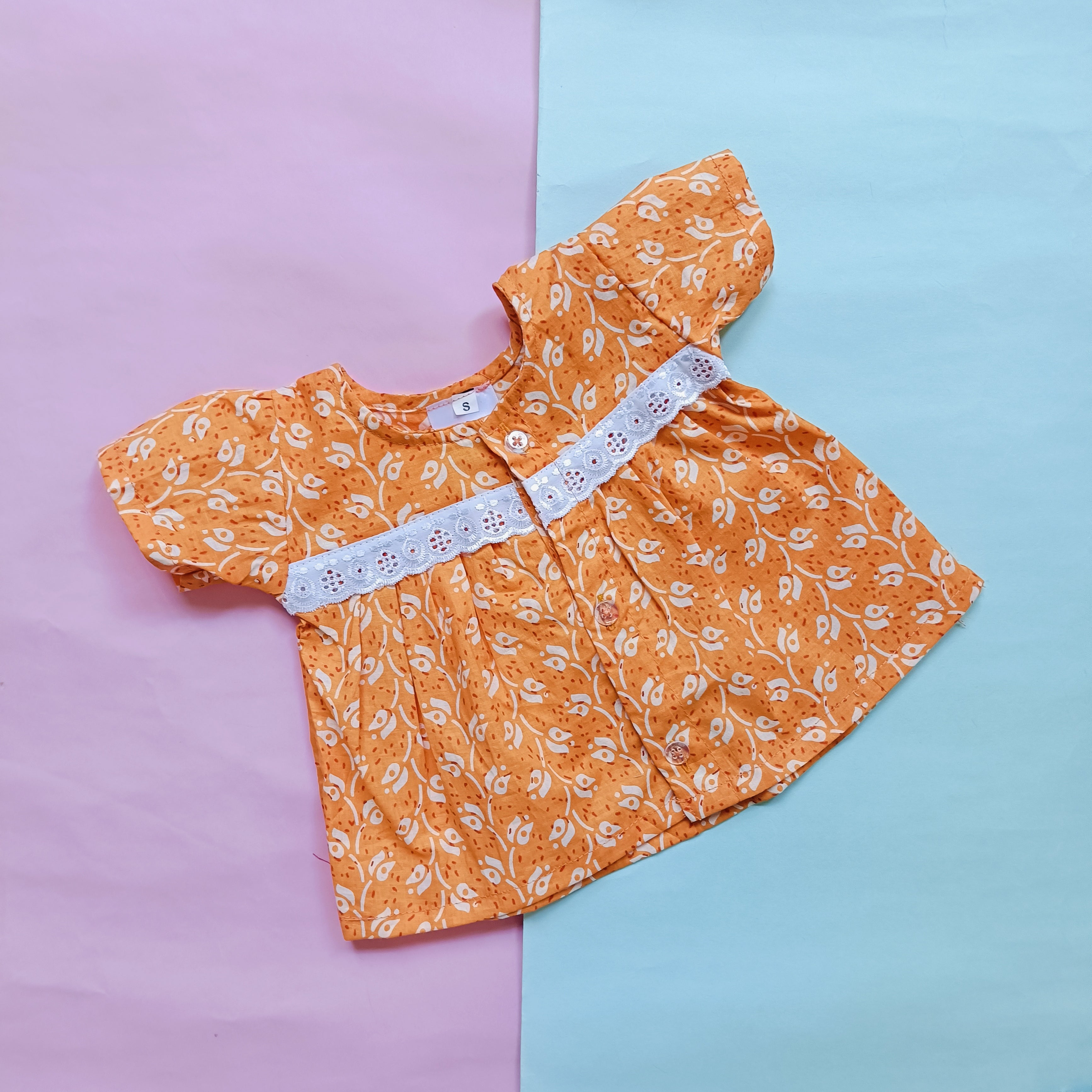 Baby Girl Jhabla | Flower , Olive Lotus | Pack of 2