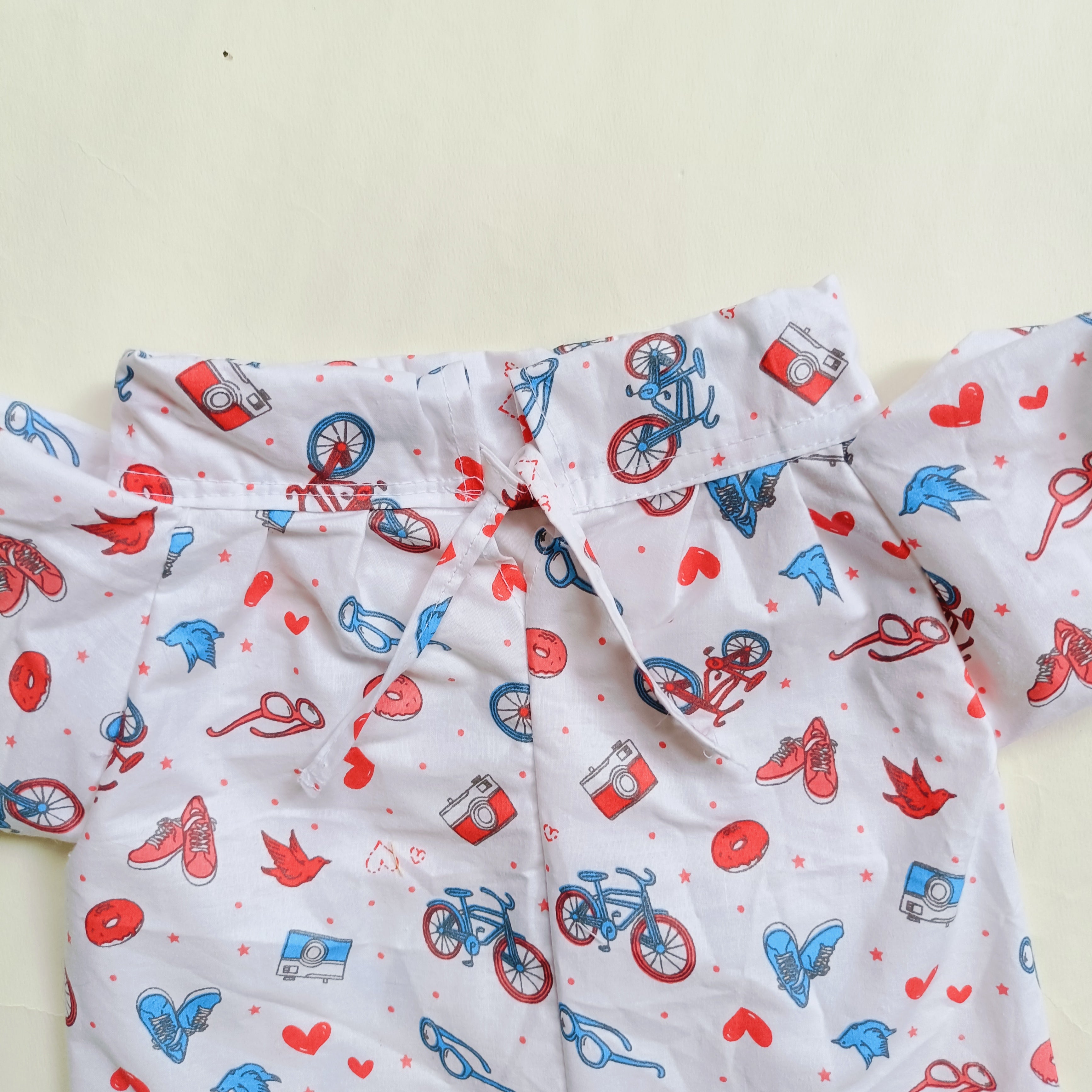 Cotton Tie Knot Jhabla | Red Cycle