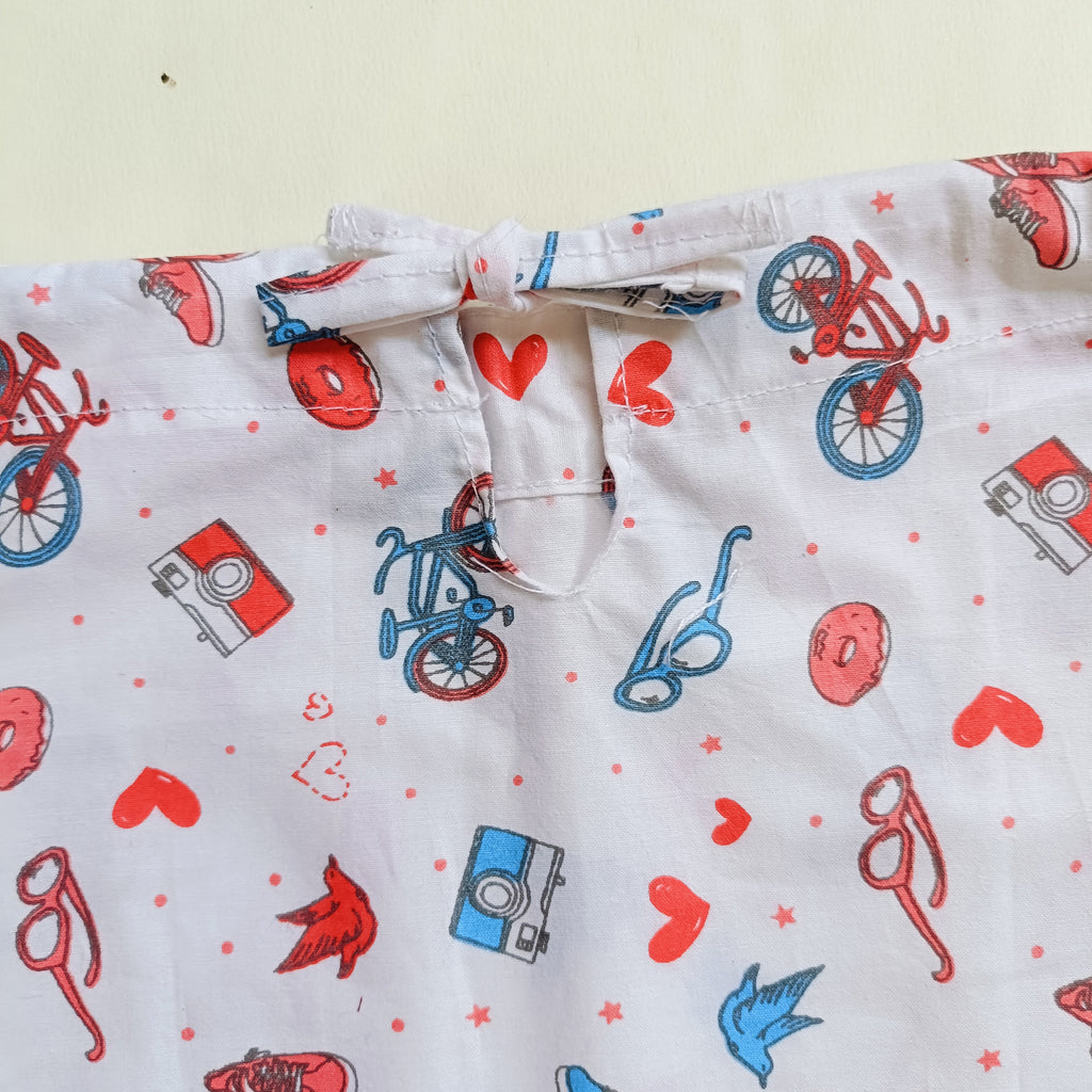 Cotton Tie Knot Jhabla | Red Cycle