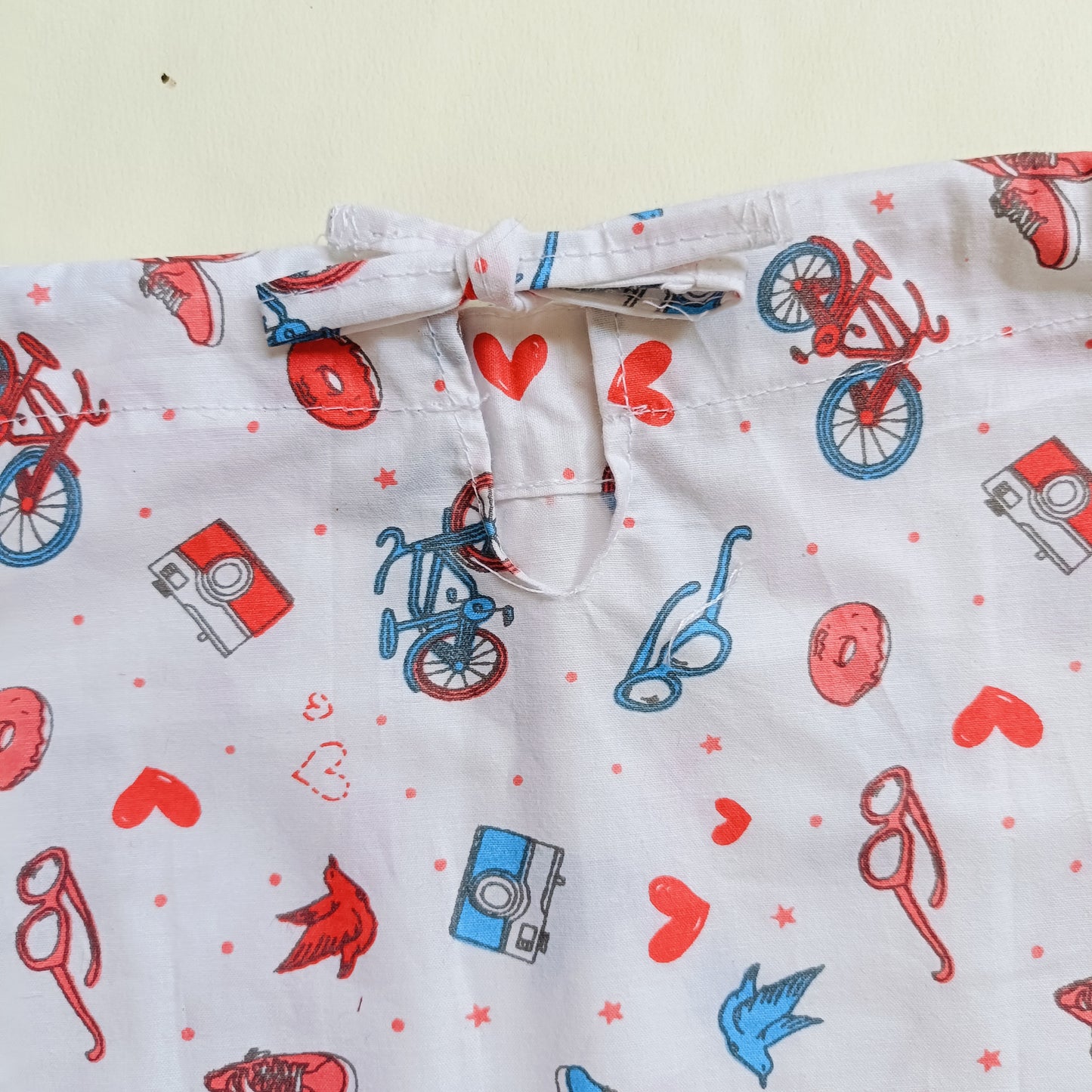 Cotton Tie Knot Jhabla | Red Cycle