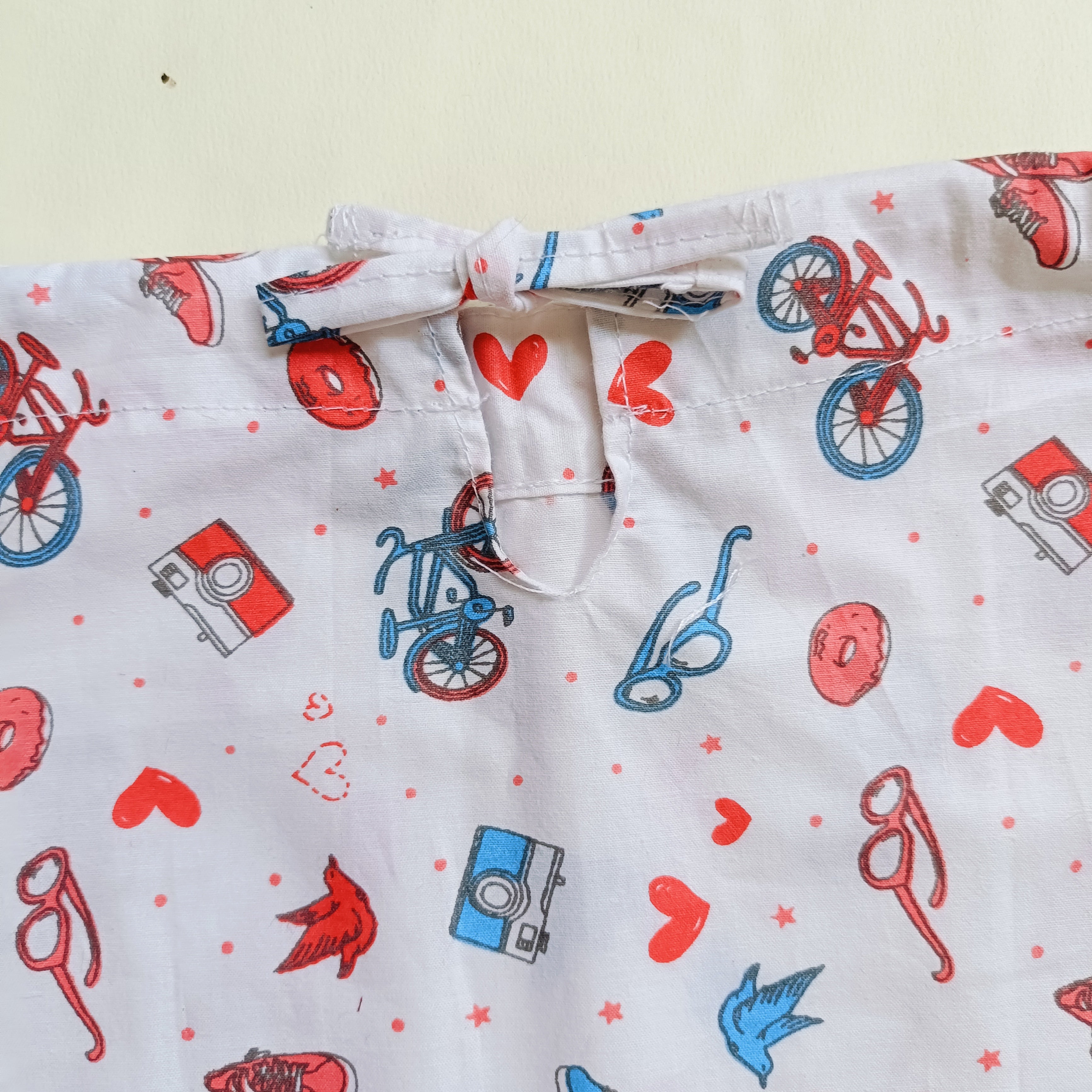 Cotton Tie Knot Jhabla | Red Cycle
