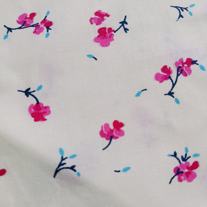 Cotton Tie Knot Jhabla | Lemon Yellow & Pink Flower