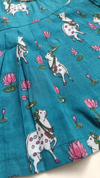 Cotton Printed Baby Girl Dress | Green | Pichwai
