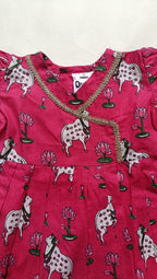 Cotton Printed Baby Girl Dress | Pink | Pichwai
