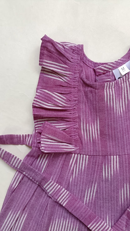 Handloom Ikkat Baby Girl Frock | Lavender
