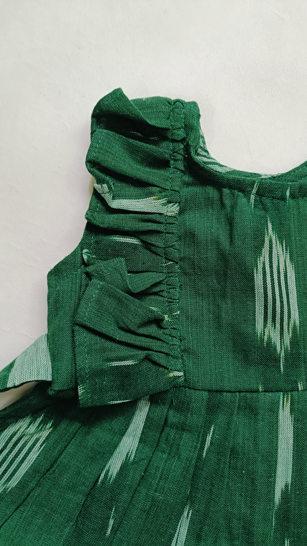 Handloom Ikkat Baby Girl Frock | Green