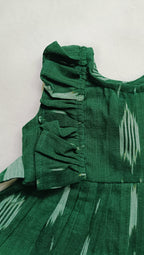 Handloom Ikkat Baby Girl Frock | Green