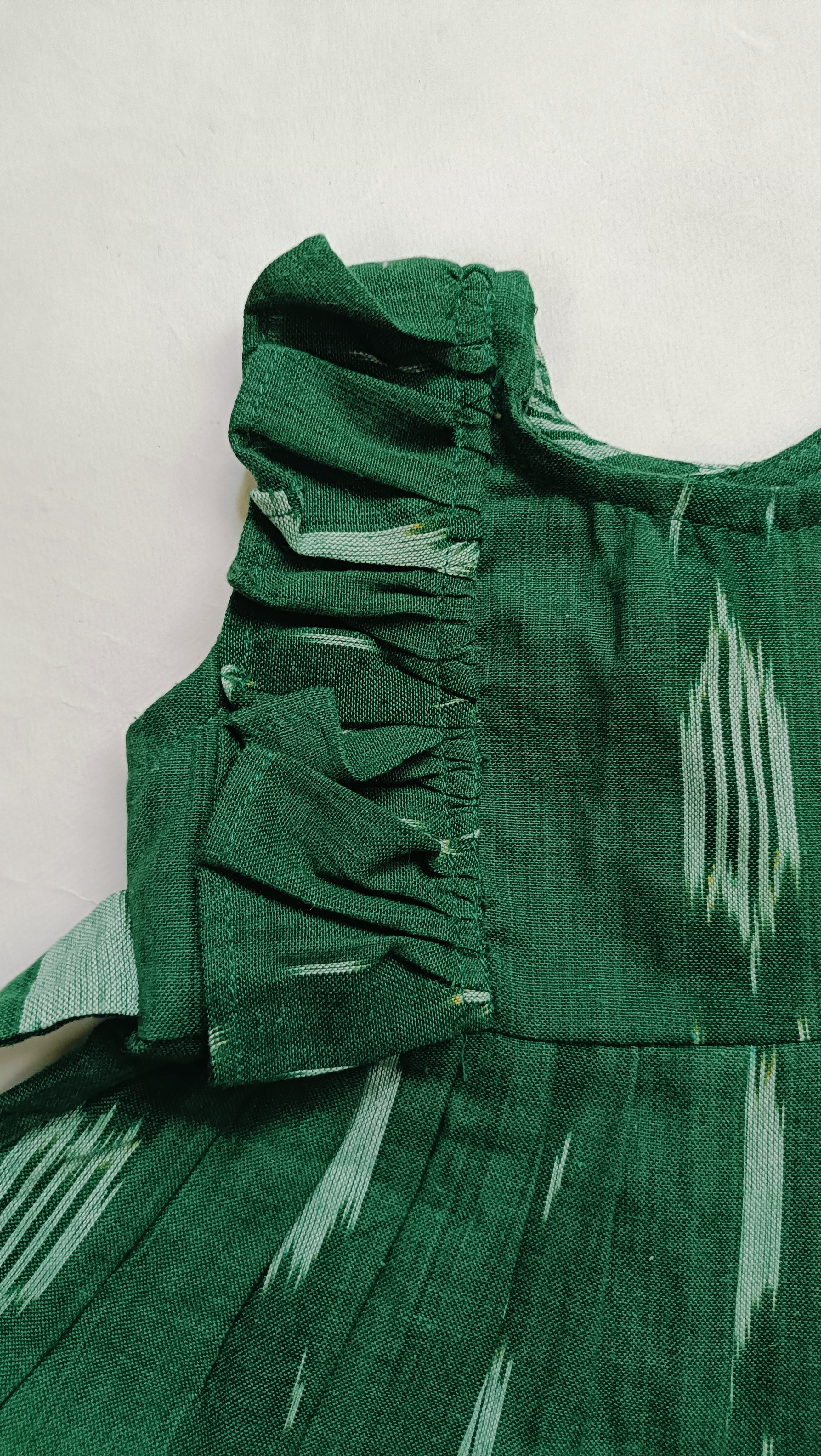Handloom Ikkat Baby Girl Frock | Green