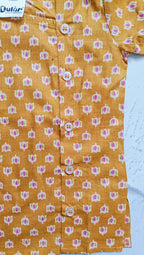 Cotton Short Kurta for Boys | Mustard Lotus