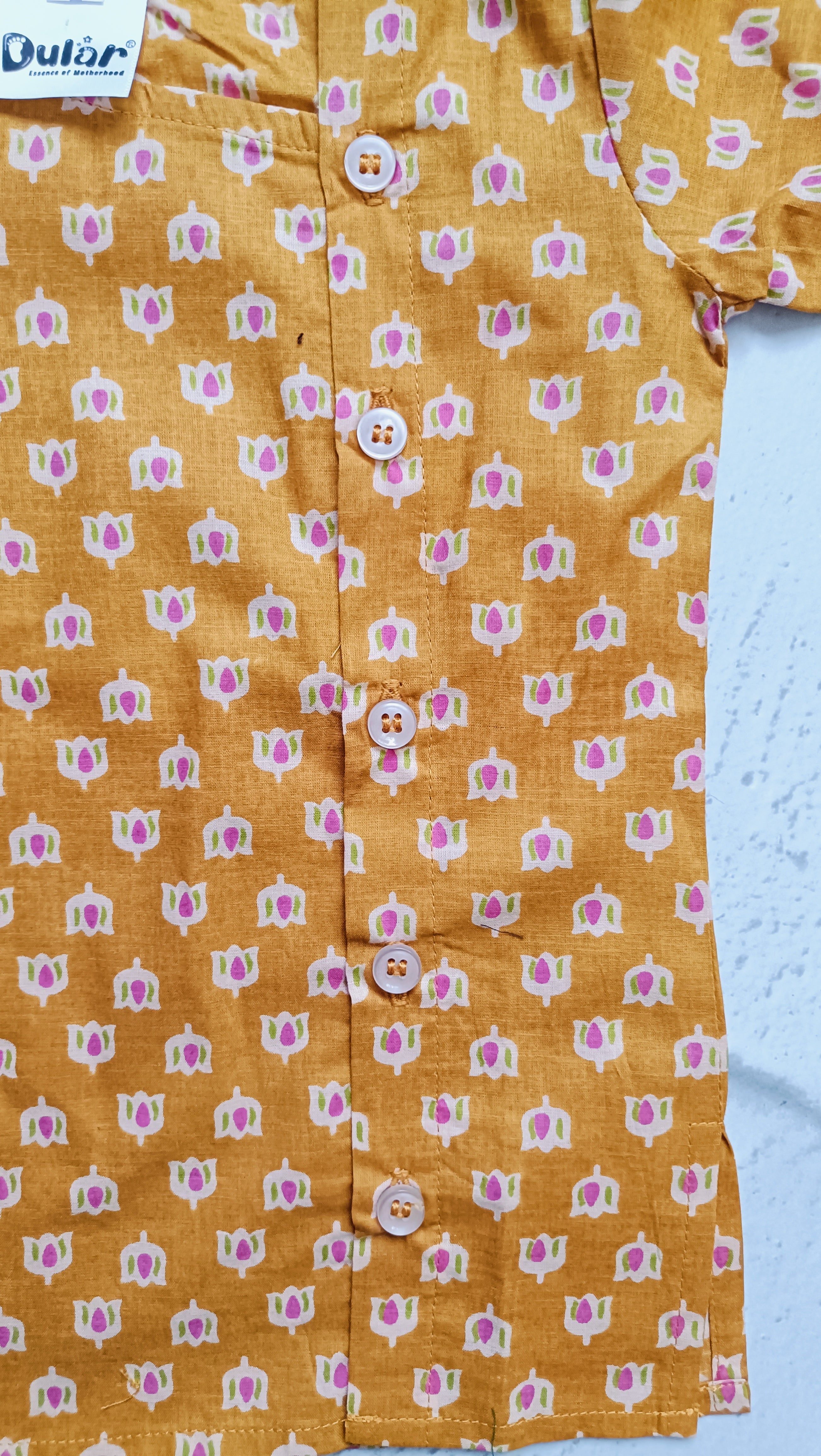 Cotton Short Kurta for Boys | Mustard Lotus