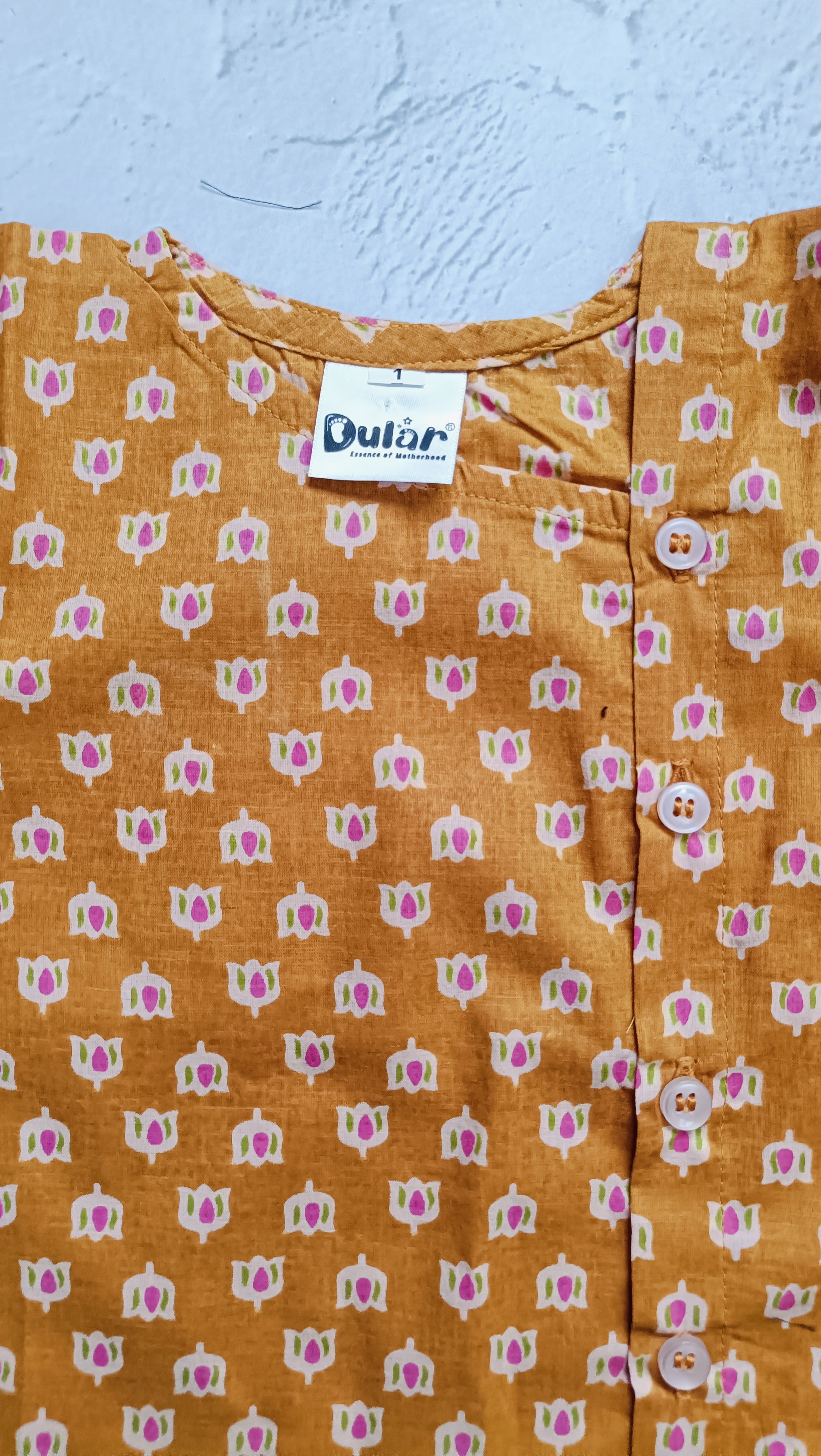 Cotton Short Kurta for Boys | Mustard Lotus