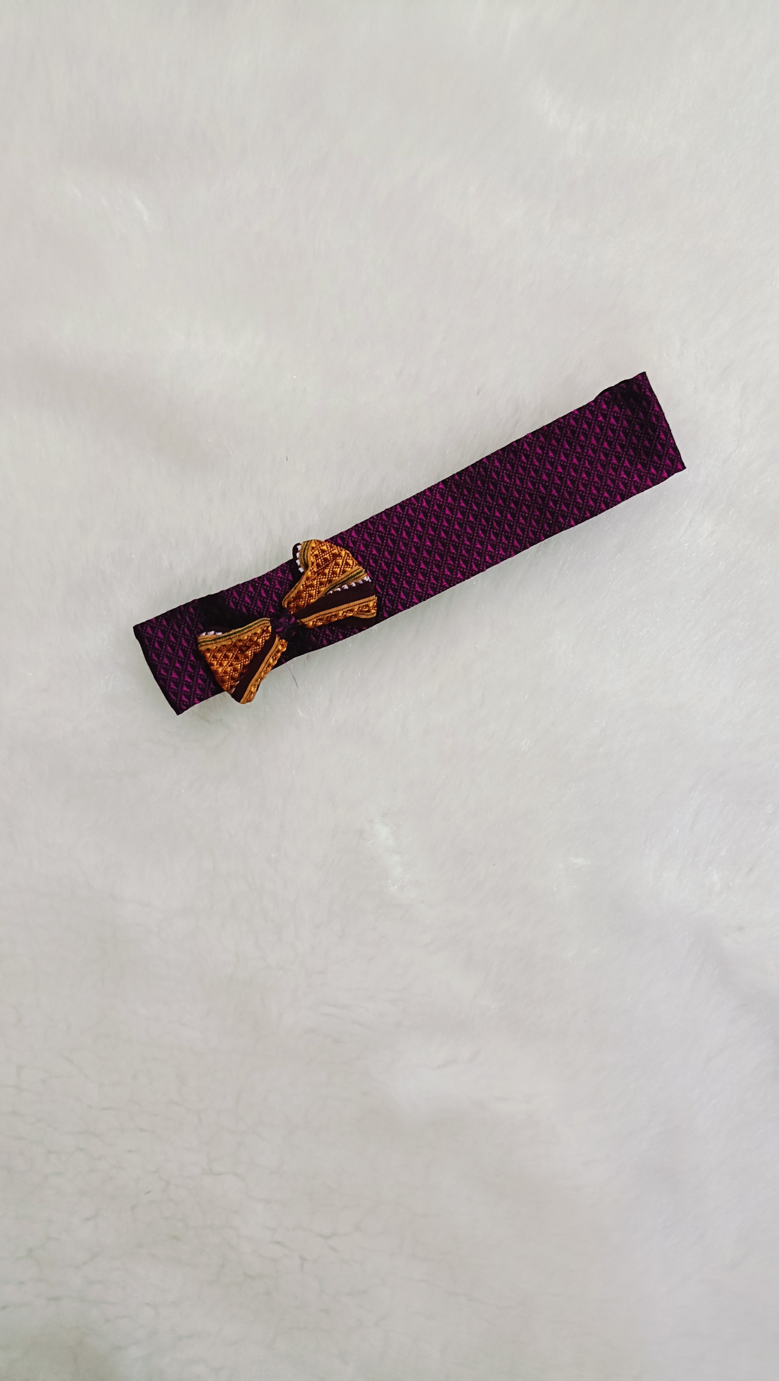 Khun Hair Band with contrast bow - Wine