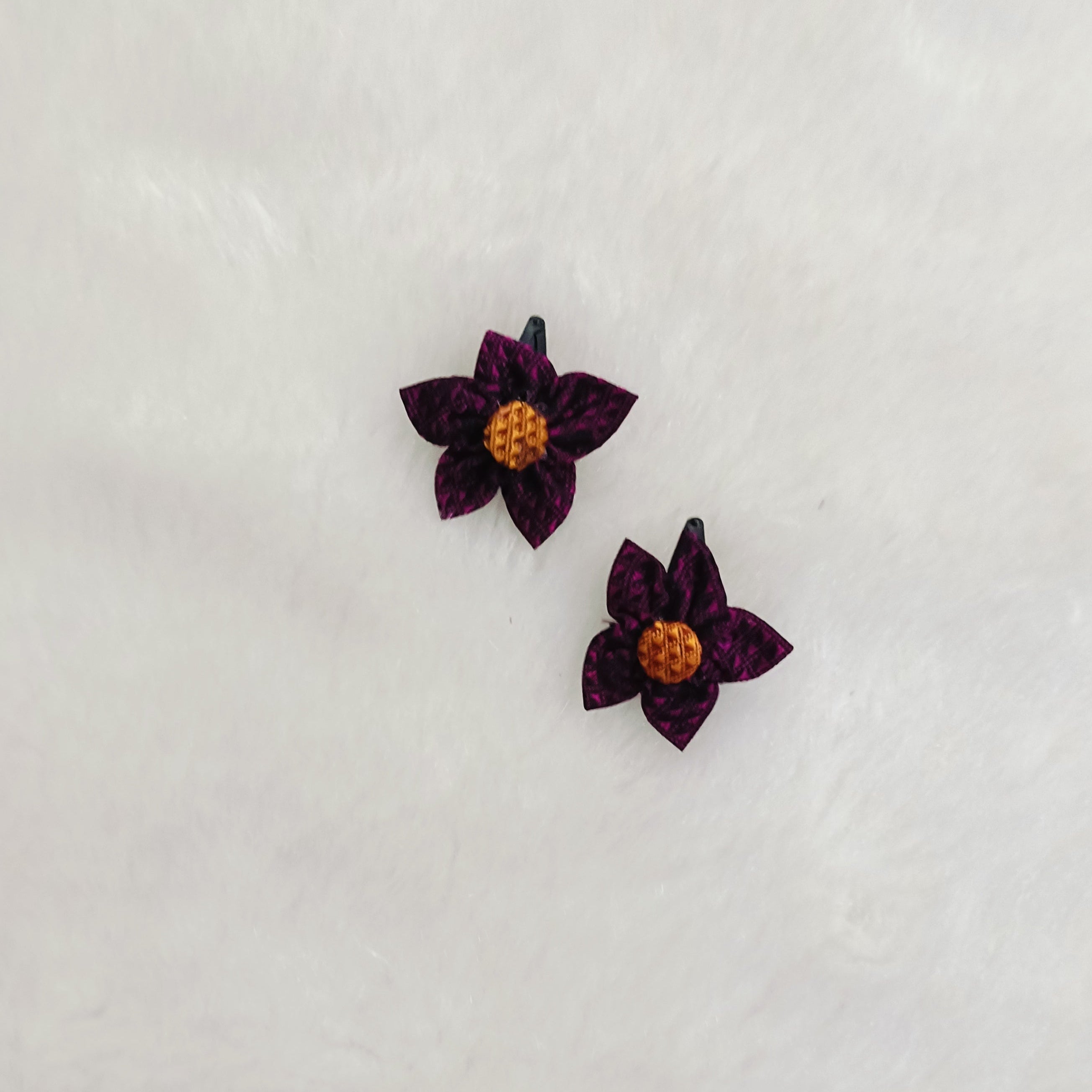 Khan Flower Hair Clip- Wine