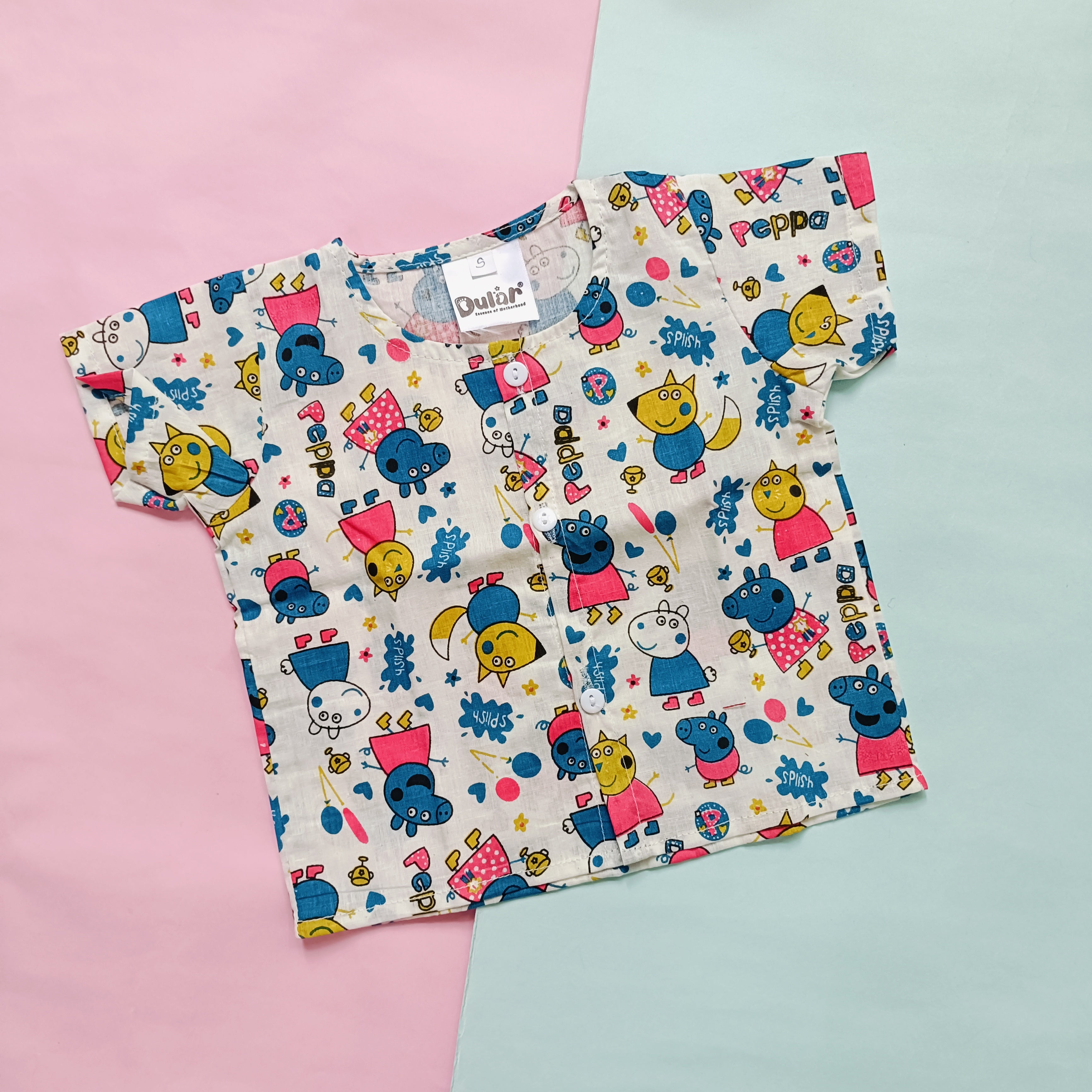 Cotton Front Open Jhabla | Peepa, Dino, Elephant | Pack of 3