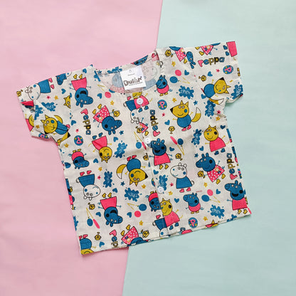 Cotton Front Open Jhabla | Bird, Peppa, Dino| Pack of 3